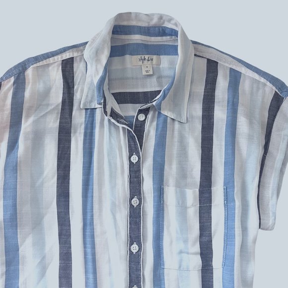 Stalin & Company Striped Sleeveless Button Down High Low Top Size Small New - Picture 5 of 8